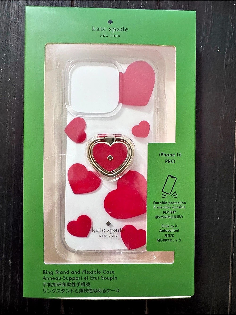 kate spade new york iPhone 16 Pro Heart Ring Stand and Flexible Case Heart